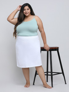 Charm n Cherish Solid Women Pencil White Skirt