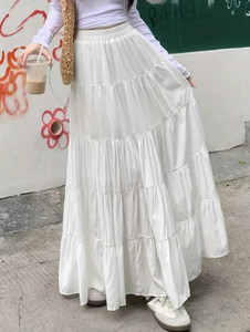 BSF INDIA Solid Women Tiered White Skirt