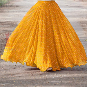 Freydis महिलाओं के लिए पोल्का प्रिंट फ्लेयर्ड पीला, सफेद स्कर्ट