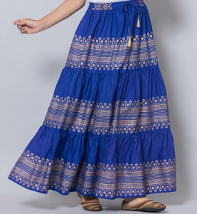 kumbhaj Printed Women A-line Blue Skirt