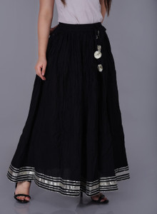 CANGO Self Design Women Regular Black Skirt