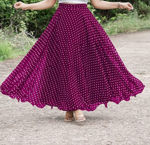 GUNHILD Polka Print Women Flared Purple, White Skirt