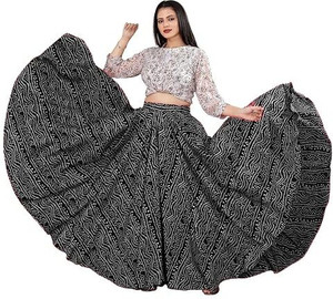 Himart Solid Women A-line Black, White Skirt