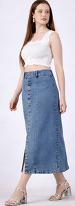 MSKKAPPREL Washed Women A-line Light Blue Skirt