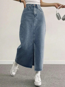 dolsia Solid Women Regular Blue Skirt