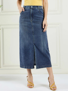 METRONAUT Solid Women A-line Blue Skirt