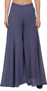 FIRST ARRIVAL Solid Women Flared Grey Skirt