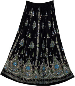 Peekdee Embroidered Women Flared Blue, Black Skirt - Buy Peekdee  Embroidered Women Flared Blue, Black Skirt Online at Best Prices in India |  ...