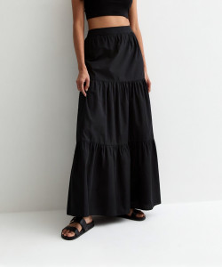 skart Solid Women Flared Black Skirt