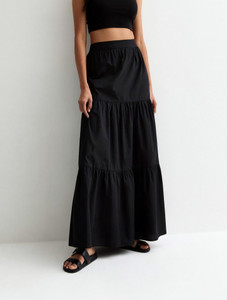 skart Solid Women Flared Black Skirt