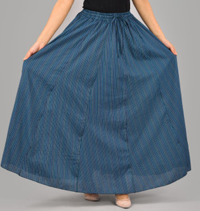 AARMAD Striped Women Flared Blue Skirt
