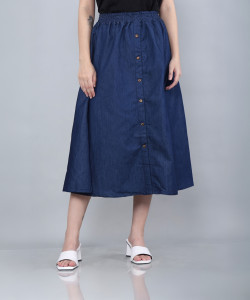 Codaisy Solid Women A-line Blue Skirt