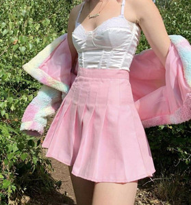 ATF FASHION Solid Women Pleated Pink Skirt