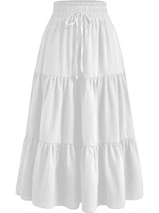 Rudranevi Solid Women Gathered White Skirt