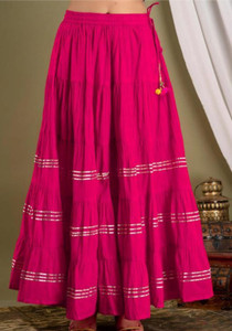 Custom-fashion Solid Women Flared Pink Skirt