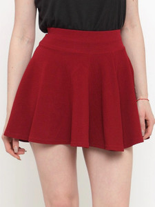 Mehrang Solid Women Flared Maroon Skirt