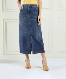 DRAPE AND DAZZLE Solid Women A-line Blue Skirt