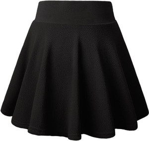 ALYNE Solid Women Regular Black Skirt