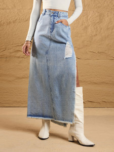 SASSAFRAS Solid Women Regular Blue Skirt