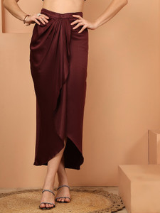 NEUDIS Solid Women Wrap Around Maroon Skirt