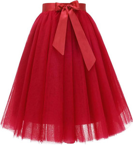 PASSION JUMP Solid Girls Flared Red Skirt