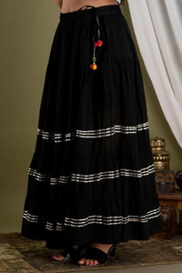 MERRICK Striped Women Pencil Black Skirt