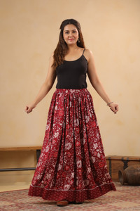 Marudhara Printed Women Flared Light Blue Skirt