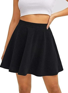 Fashionez Solid Girls Regular Black Skirt