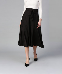 BITTERLIME Solid Women Peplum Black Skirt