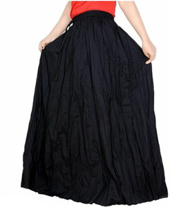 Custom-fashion Solid Women Flared Black Skirt