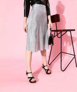 ATHENA Self Design Women A-line Grey Skirt