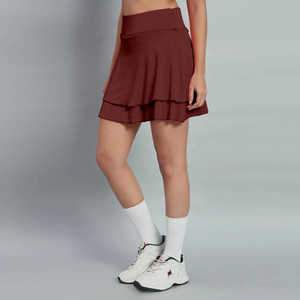 Mehrang Solid Women Skorts Maroon Skirt