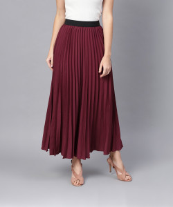 SASSAFRAS Solid Women Regular Maroon Skirt Buy SASSAFRAS Solid