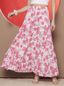 ZWERLON Printed Women A-line Pink Skirt