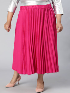 OXOLLOXO Solid Women Tiered Pink Skirt