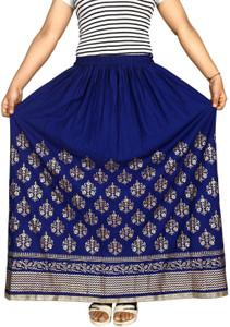 kurtiskirts Printed Women A-line Blue Skirt