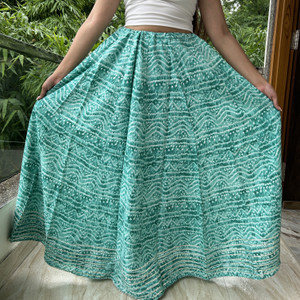 KEERRAZ Printed Women Flared Light Green Skirt