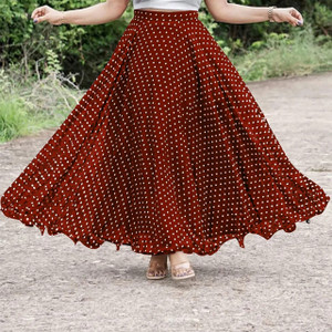 3Buddy Fashion Polka Print Women Flared Maroon, White Skirt