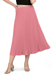 Kipzy Solid Women Regular Orange Skirt