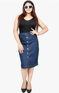 Revella Fashion Solid Women Straight Blue Skirt