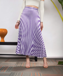SASSAFRAS Striped Women Flared Purple Skirt