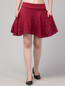 famiss fashion Self Design Women Skorts Maroon Skirt