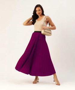 ZWERLON Solid Women Flared Purple Skirt