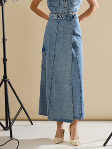 SASSAFRAS Washed Women A-line Blue Skirt