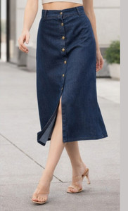 AKSHA CREATION Solid Women Straight Dark Blue Skirt