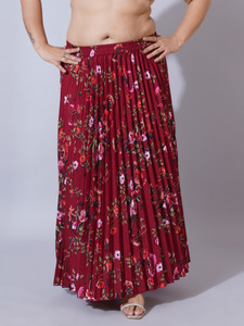 U&F Beyond Floral Print Women Flared Red Skirt