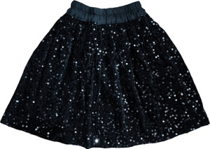 SHREERAMCHARANSTORE Embellished Girls A-line Black Skirt