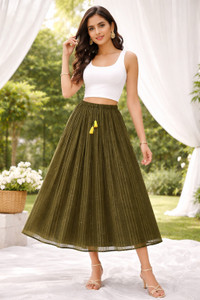 Rabhika Striped Women Flared Green Skirt
