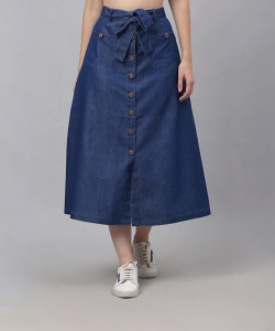 Codaisy Solid Women A-line Blue Skirt