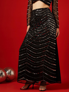 STREET9 Solid Women Wrap Around Black Skirt